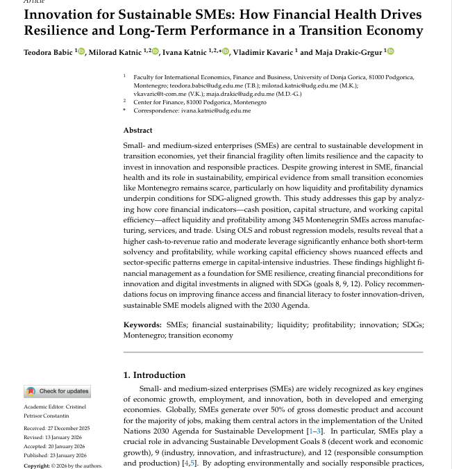 Innovation for Sustainable SMEs: How Financial Health Drives Resilience and Long-Term Performance in a Transition Economy