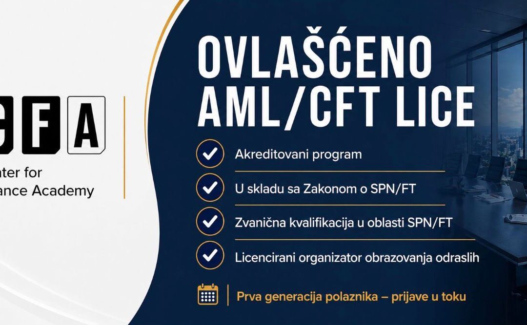 Otvorene prijave za akreditovani program obrazovanja „Ovlašćeno lice za sprečavanje pranja novca i finansiranja terorizma (AML/CFT)”